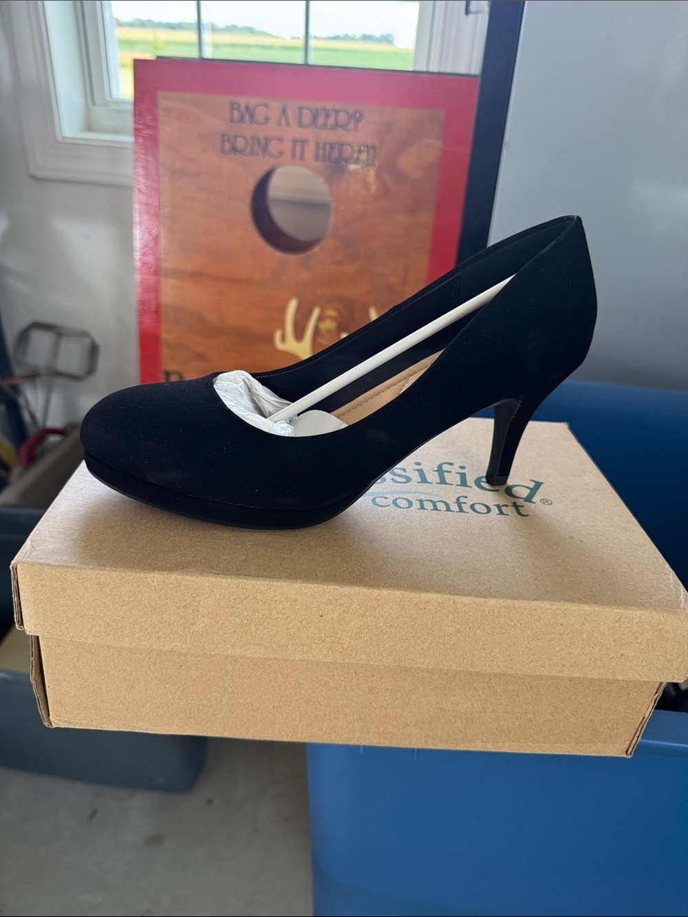 Classified Black Suede Mid Heel Pumps